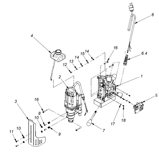 МС-36 Складальна схема свердлувального магнітного верстата на магнітній основі